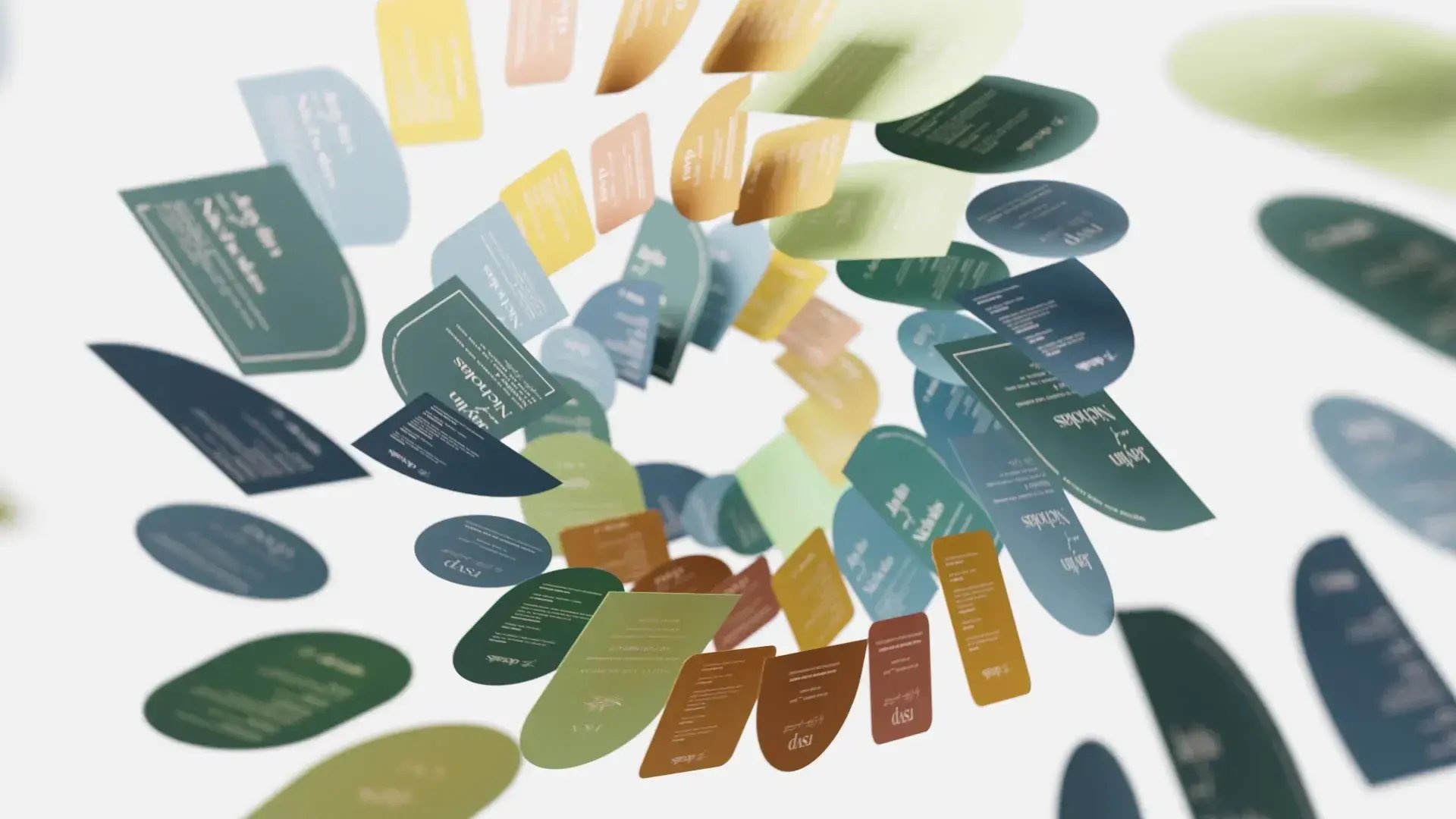 invitations spiraling in air