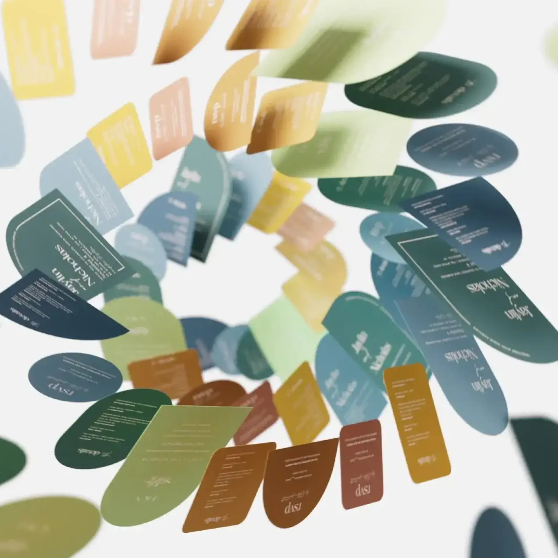 invitations spiraling in air